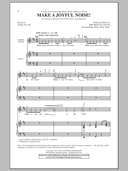 Download Jeff Reeves Make A Joyful Noise Sheet Music and learn how to play Choral PDF digital score in minutes