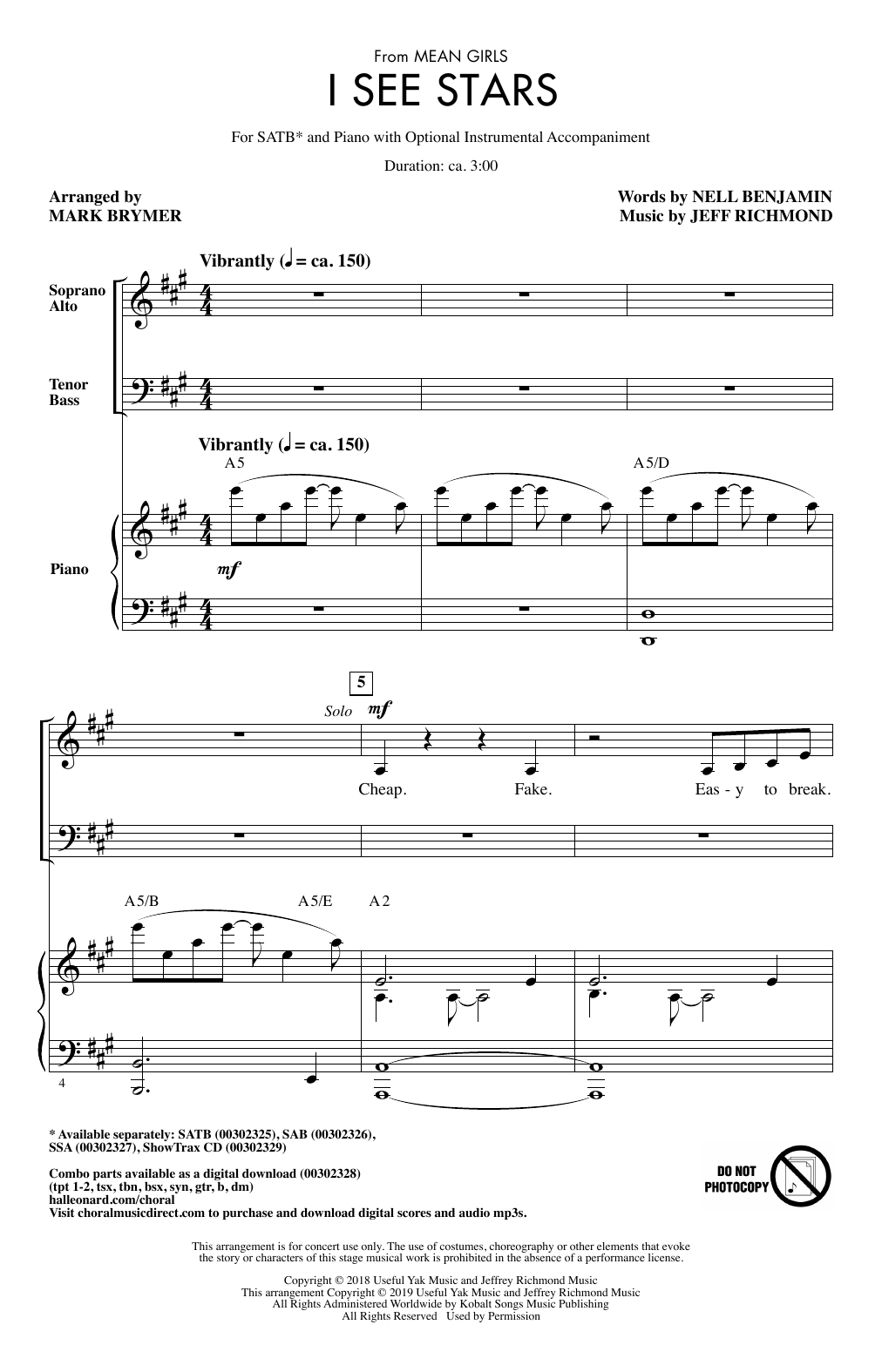 Download Jeff Richmond & Nell Benjamin I See Stars (from Mean Girls: The Broadway Musical) (arr. Mark Brymer) Sheet Music and learn how to play SATB Choir PDF digital score in minutes