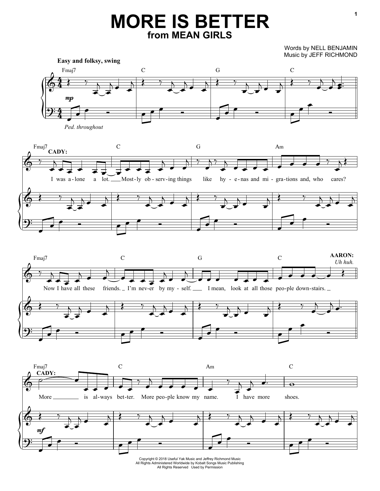Download Jeff Richmond & Nell Benjamin More Is Better (from Mean Girls: The Broadway Musical) Sheet Music and learn how to play Piano & Vocal PDF digital score in minutes