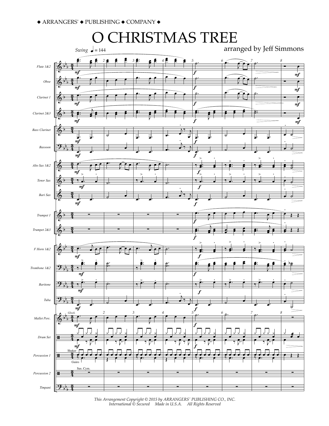 Download Jeff Simmons O Christmas Tree - Conductor Score (Full Score) Sheet Music and learn how to play Concert Band PDF digital score in minutes