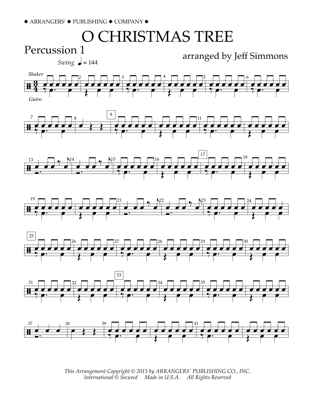 Download Jeff Simmons O Christmas Tree - Percussion 1 Sheet Music and learn how to play Concert Band PDF digital score in minutes