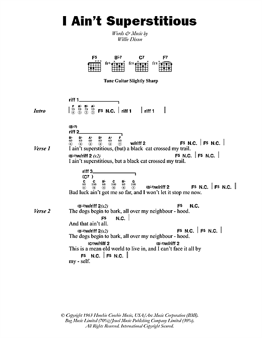 Jeff Beck I Ain T Superstitious Sheet Music Notes Download Printable Pdf Score