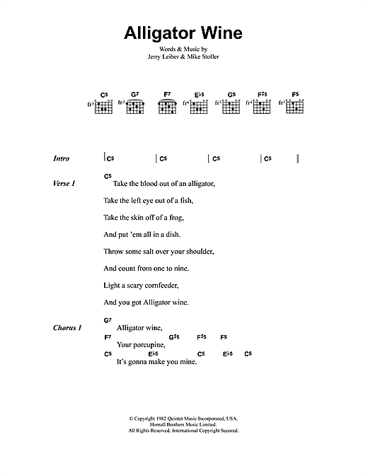 Download Jeff Buckley Alligator Wine Sheet Music and learn how to play Lyrics & Chords PDF digital score in minutes