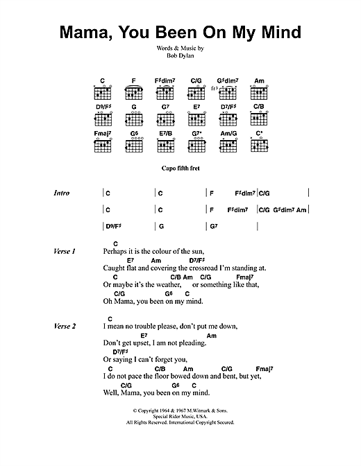 Download Jeff Buckley Mama, You Been On My Mind Sheet Music and learn how to play Lyrics & Chords PDF digital score in minutes
