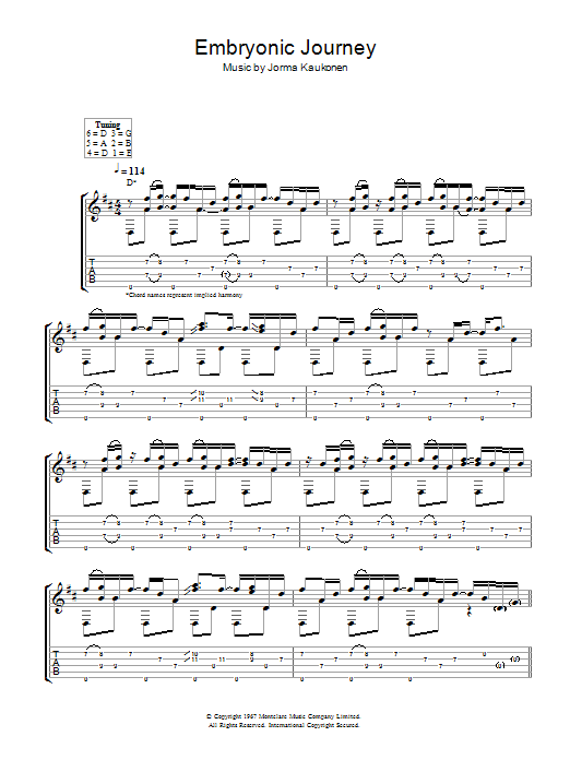 Download Jefferson Airplane Embryonic Journey Sheet Music and learn how to play Guitar Lead Sheet PDF digital score in minutes