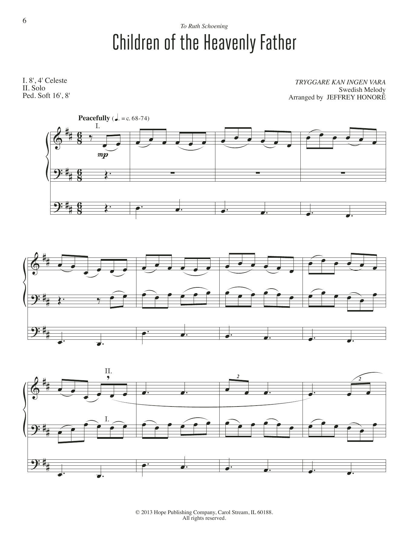 Download Jeffery Honore Children of the Heavenly Father Sheet Music and learn how to play Organ PDF digital score in minutes