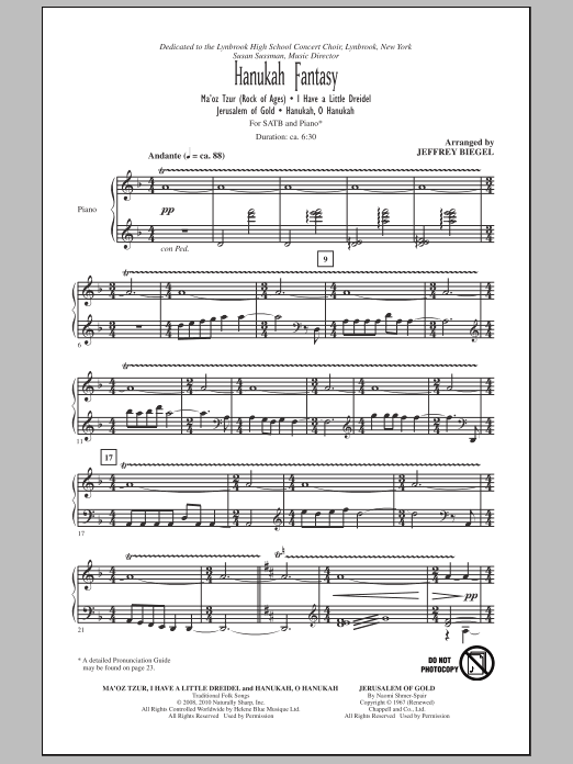 Download Jeffrey Biegel Hanukah Fantasy Sheet Music and learn how to play SATB Choir PDF digital score in minutes