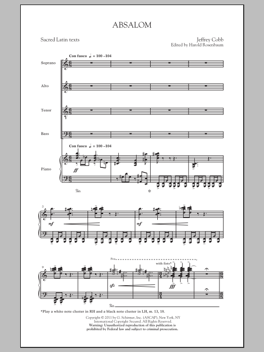 Download Jeffrey Cobb Absalom Sheet Music and learn how to play SATB PDF digital score in minutes