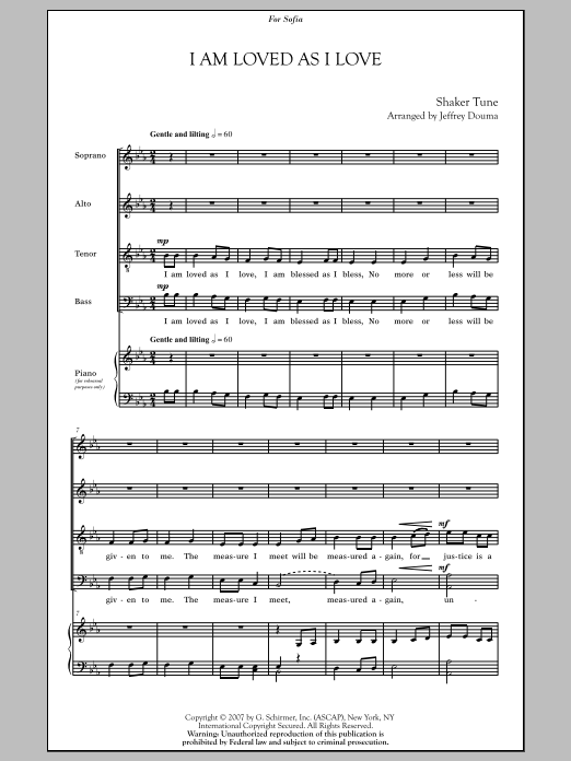 Download Traditional I Am Loved As I Love (arr. Jeffrey Douma) Sheet Music and learn how to play SATB PDF digital score in minutes