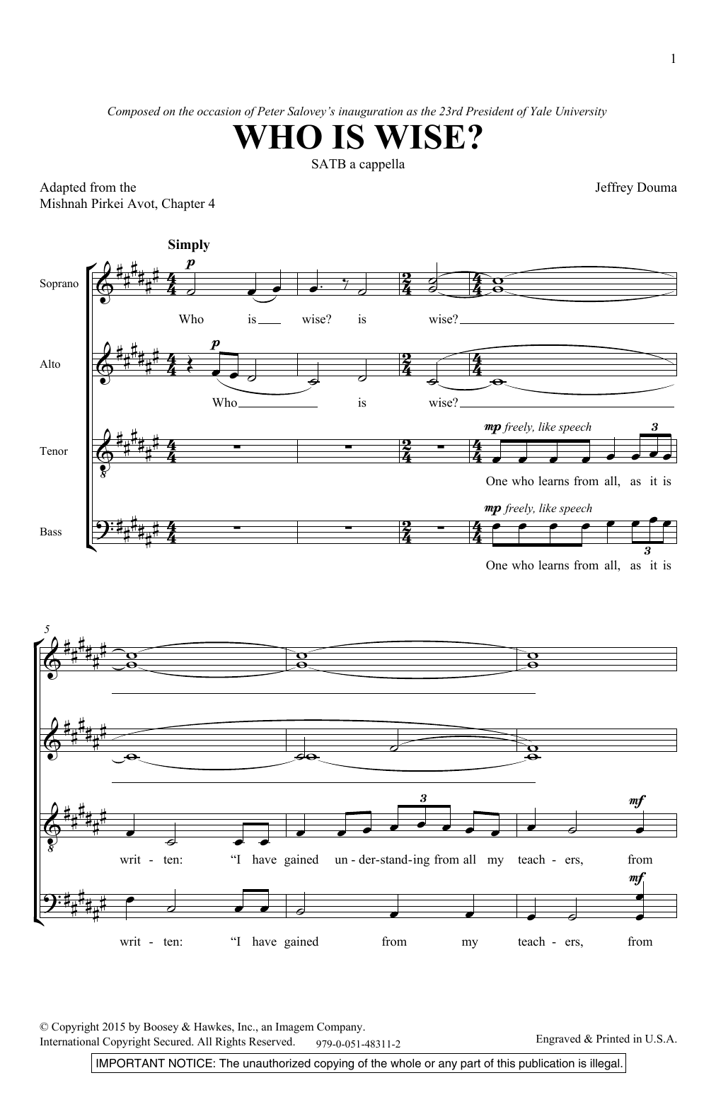 Download Jeffrey Douma Who Is Wise? Sheet Music and learn how to play SATB PDF digital score in minutes