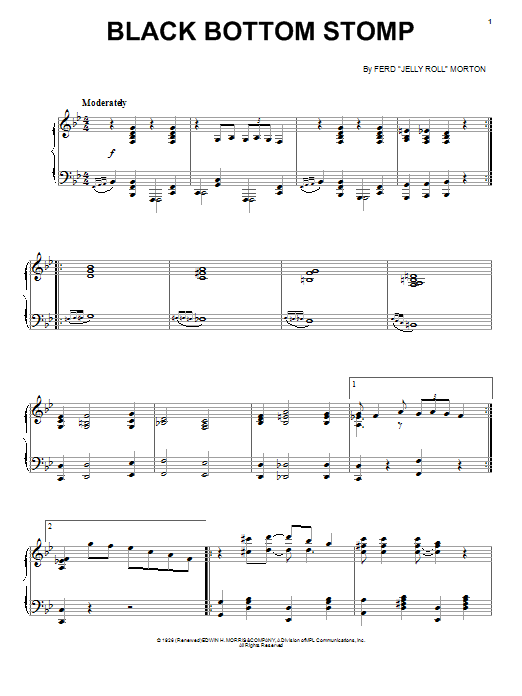 Download Ferdinand 'Jelly Roll' Morton Black Bottom Stomp Sheet Music and learn how to play Piano, Vocal & Guitar (Right-Hand Melody) PDF digital score in minutes