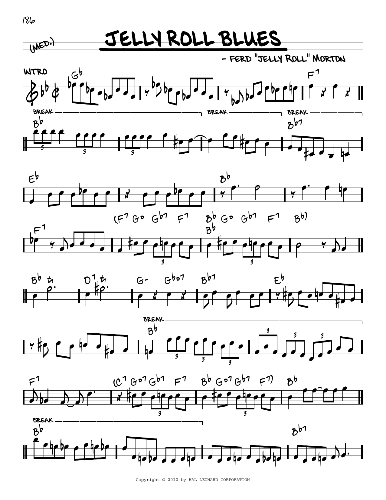 Download Jelly Roll Morton Jelly Roll Blues (arr. Robert Rawlins) Sheet Music and learn how to play Real Book – Melody, Lyrics & Chords PDF digital score in minutes