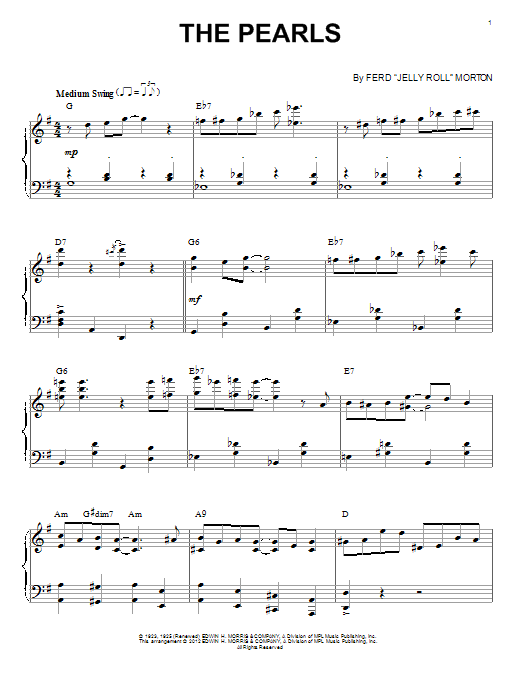 Download Ferdinand 'Jelly Roll' Morton The Pearls Sheet Music and learn how to play Piano PDF digital score in minutes