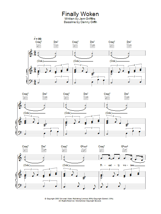 Download Jem Finally Woken Sheet Music and learn how to play Piano, Vocal & Guitar (Right-Hand Melody) PDF digital score in minutes