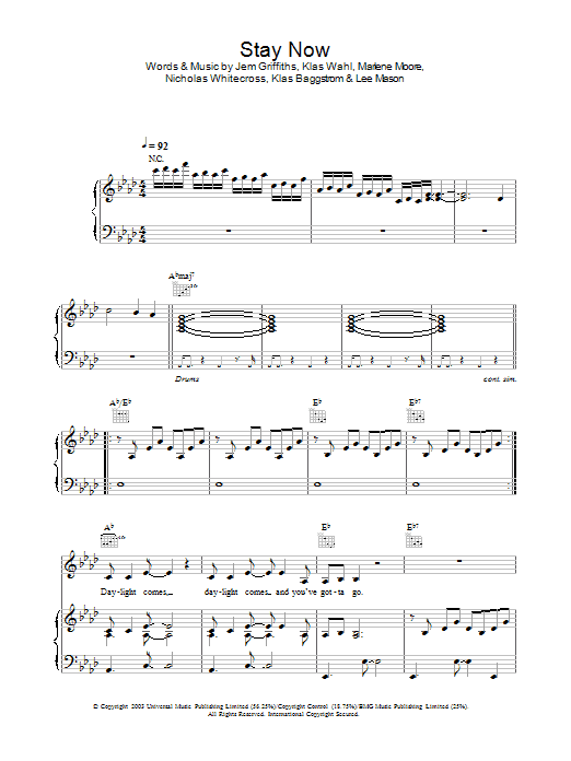 Download Jem Stay Now Sheet Music and learn how to play Melody Line, Lyrics & Chords PDF digital score in minutes