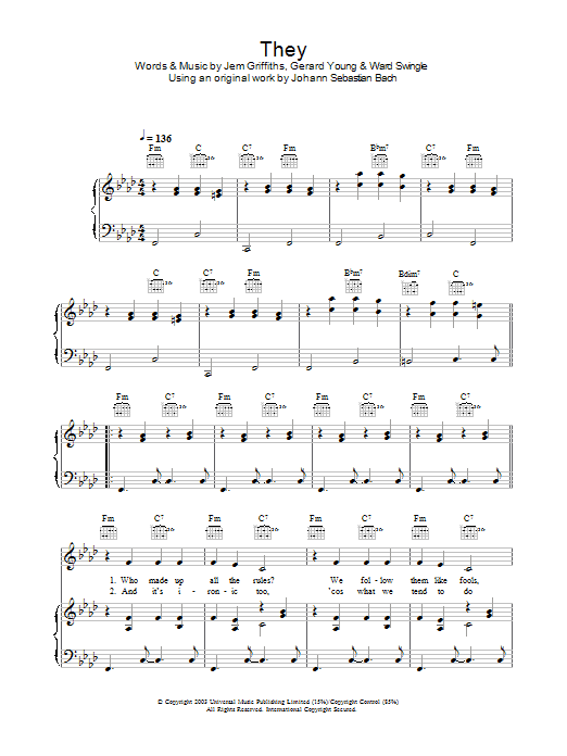 Download Jem They Sheet Music and learn how to play Piano, Vocal & Guitar (Right-Hand Melody) PDF digital score in minutes
