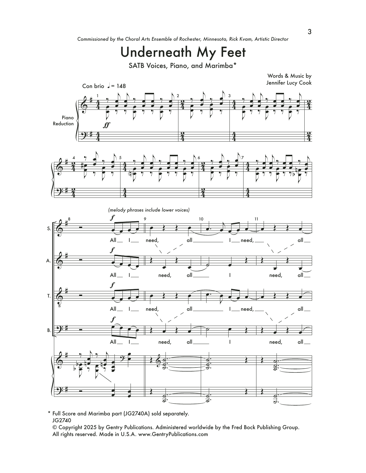 Download Jennifer Cook Underneath My Feet Sheet Music and learn how to play SATB Choir PDF digital score in minutes