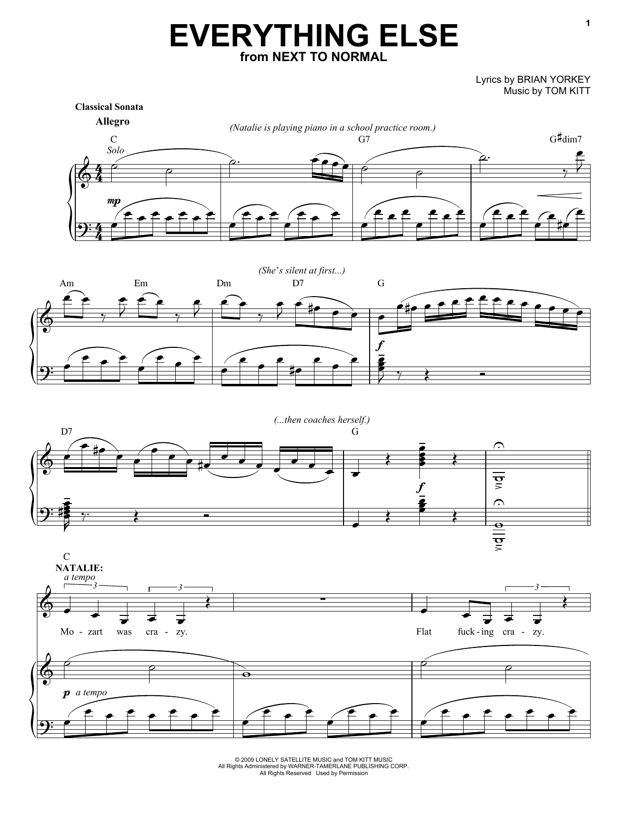 Download Jennifer Damiano Everything Else (from Next to Normal) Sheet Music and learn how to play Piano & Vocal PDF digital score in minutes