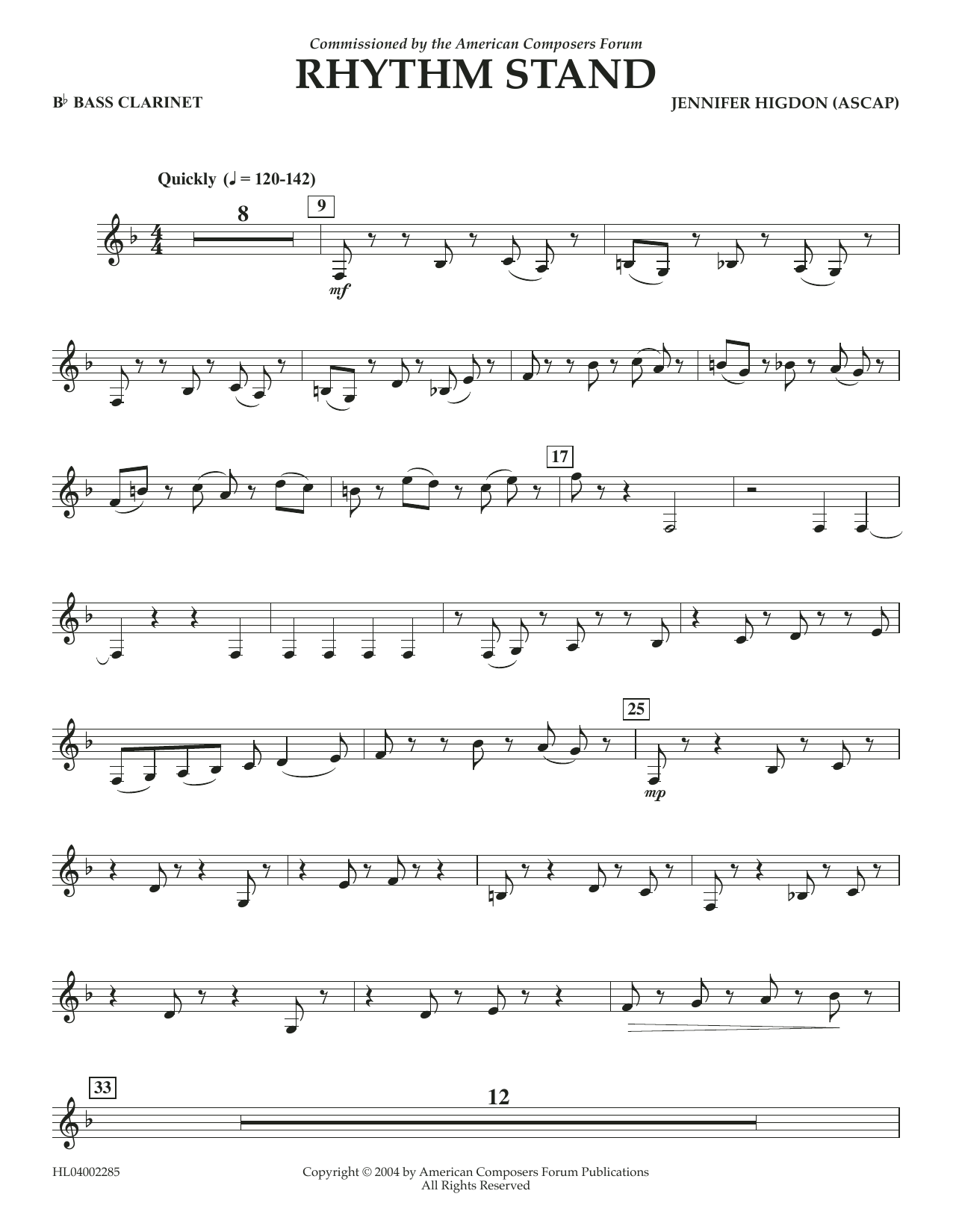 Download Jennifer Higdon Rhythm Stand - Bb Bass Clarinet Sheet Music and learn how to play Concert Band PDF digital score in minutes