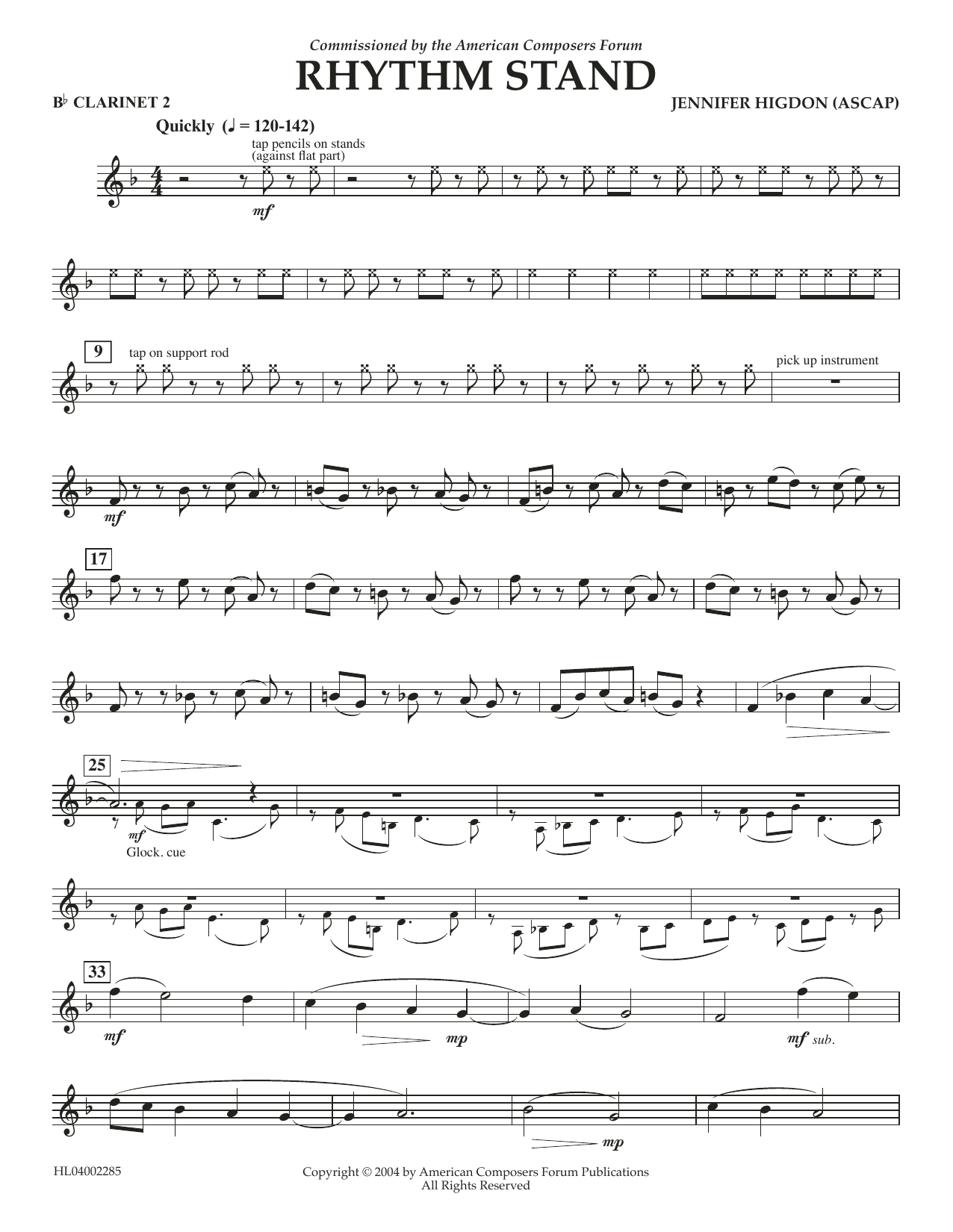 Download Jennifer Higdon Rhythm Stand - Bb Clarinet 2 Sheet Music and learn how to play Concert Band PDF digital score in minutes