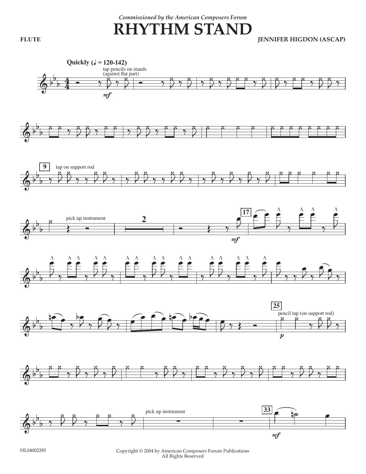 Download Jennifer Higdon Rhythm Stand - Flute Sheet Music and learn how to play Concert Band PDF digital score in minutes