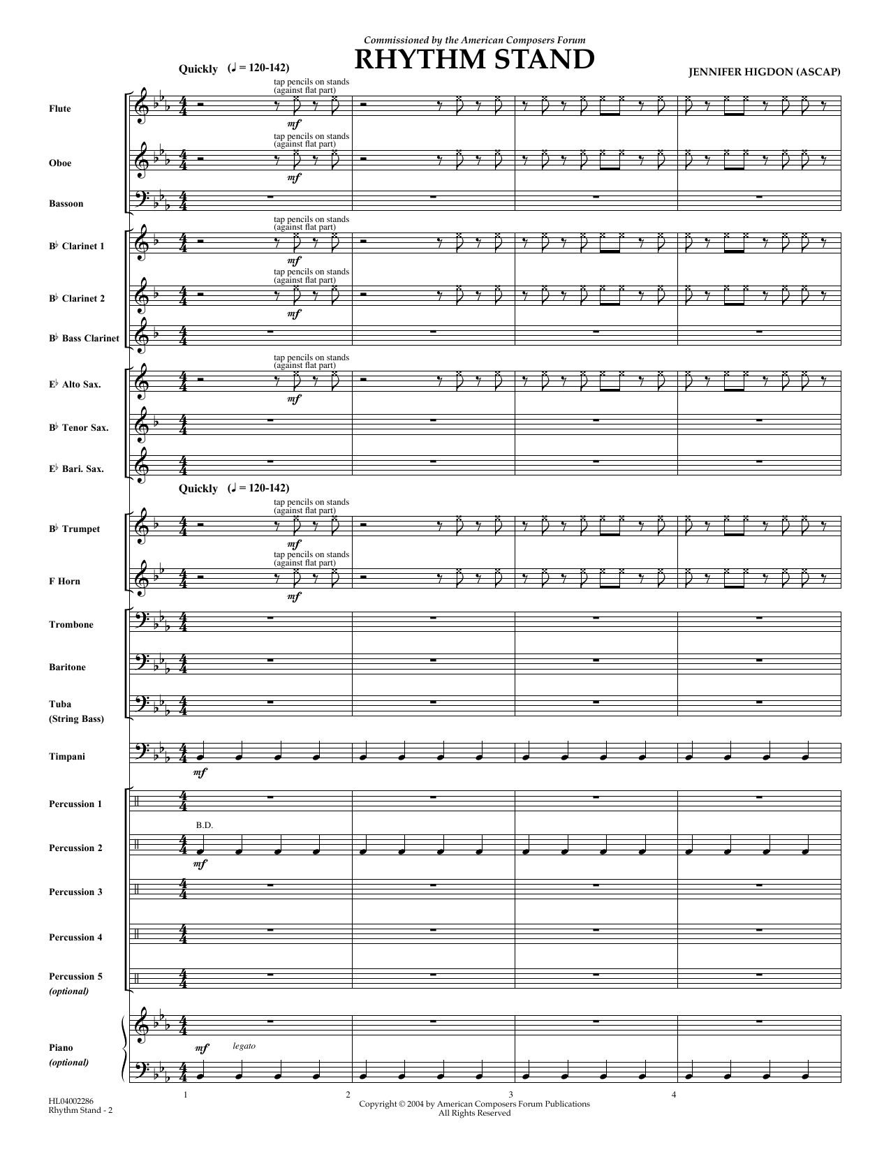 Download Jennifer Higdon Rhythm Stand - Full Score Sheet Music and learn how to play Concert Band PDF digital score in minutes