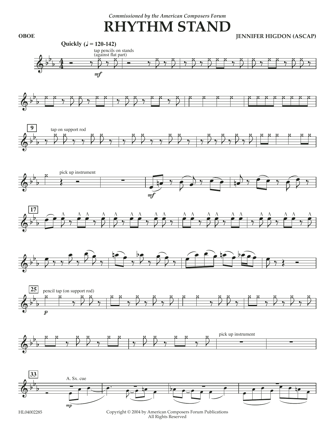 Download Jennifer Higdon Rhythm Stand - Oboe Sheet Music and learn how to play Concert Band PDF digital score in minutes