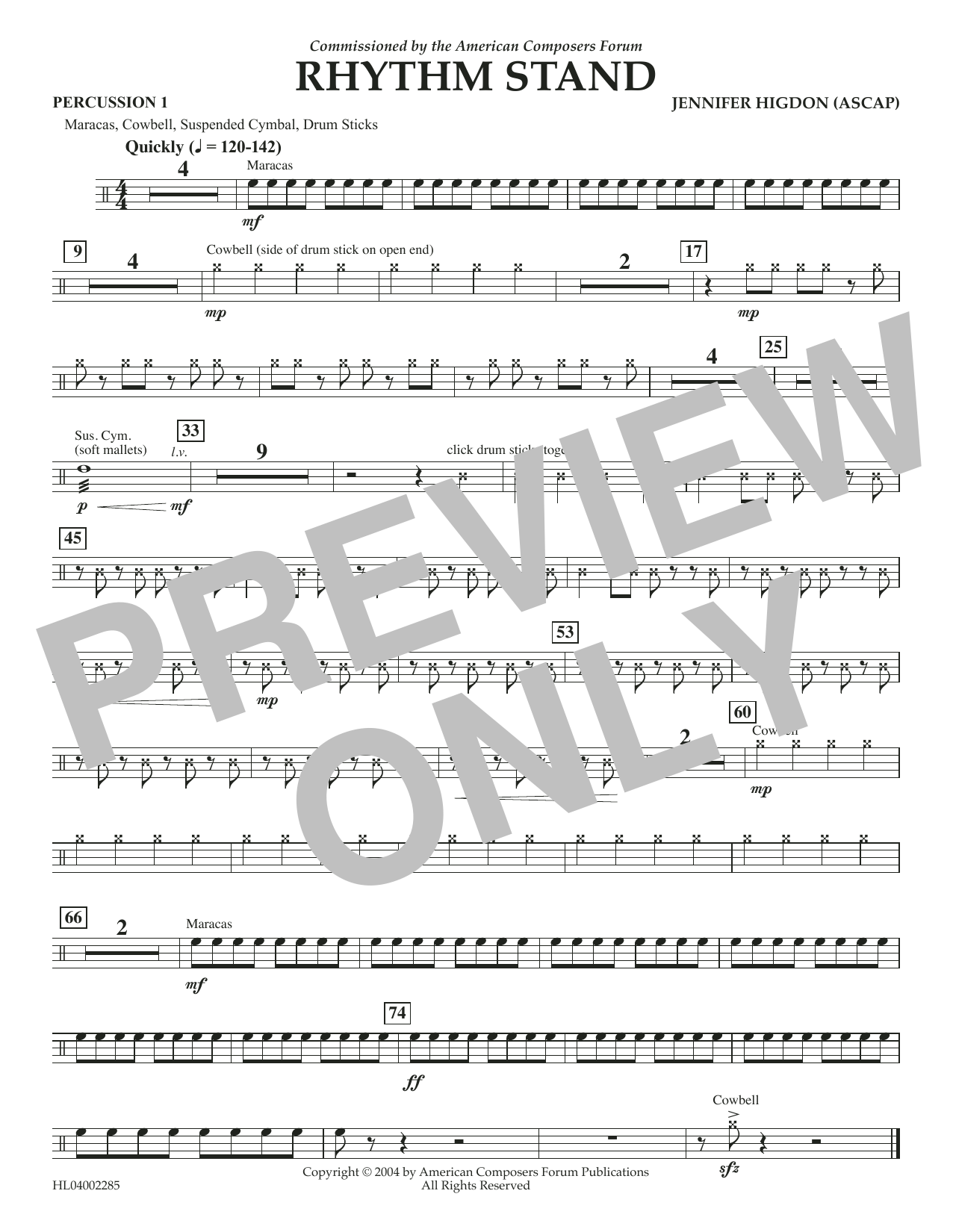 Download Jennifer Higdon Rhythm Stand - Percussion 1 Sheet Music and learn how to play Concert Band PDF digital score in minutes