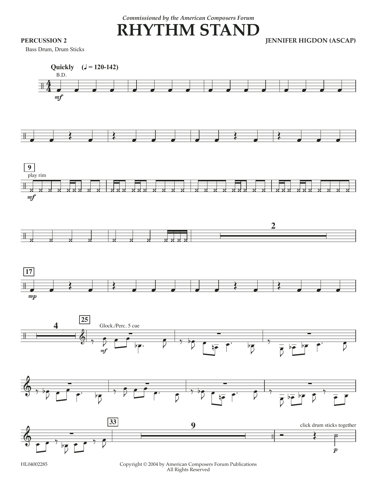 Download Jennifer Higdon Rhythm Stand - Percussion 2 Sheet Music and learn how to play Concert Band PDF digital score in minutes