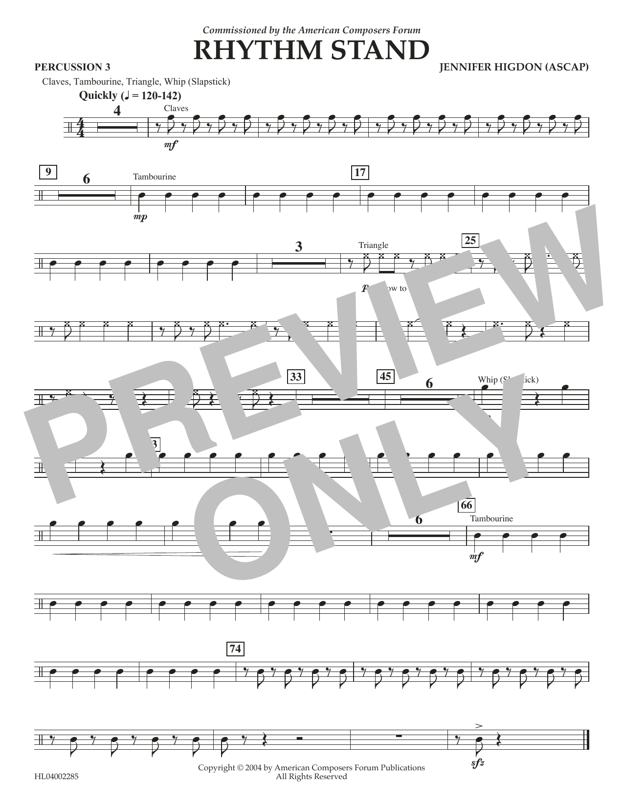 Download Jennifer Higdon Rhythm Stand - Percussion 3 Sheet Music and learn how to play Concert Band PDF digital score in minutes