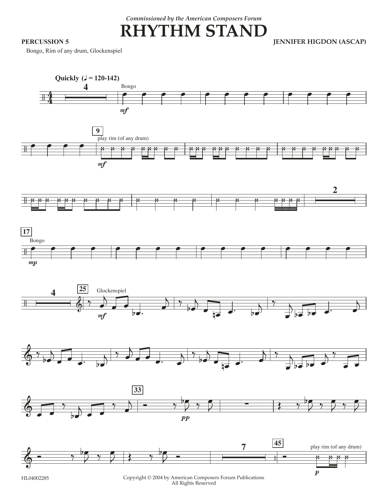 Download Jennifer Higdon Rhythm Stand - Percussion 5 Sheet Music and learn how to play Concert Band PDF digital score in minutes