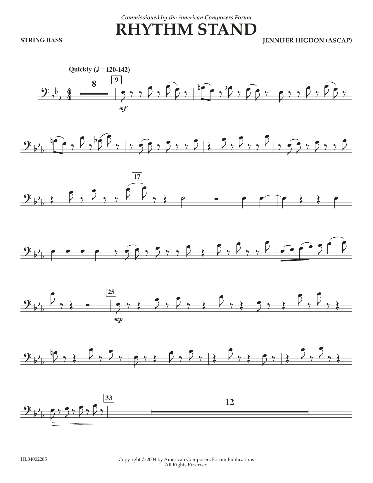 Download Jennifer Higdon Rhythm Stand - String Bass Sheet Music and learn how to play Concert Band PDF digital score in minutes