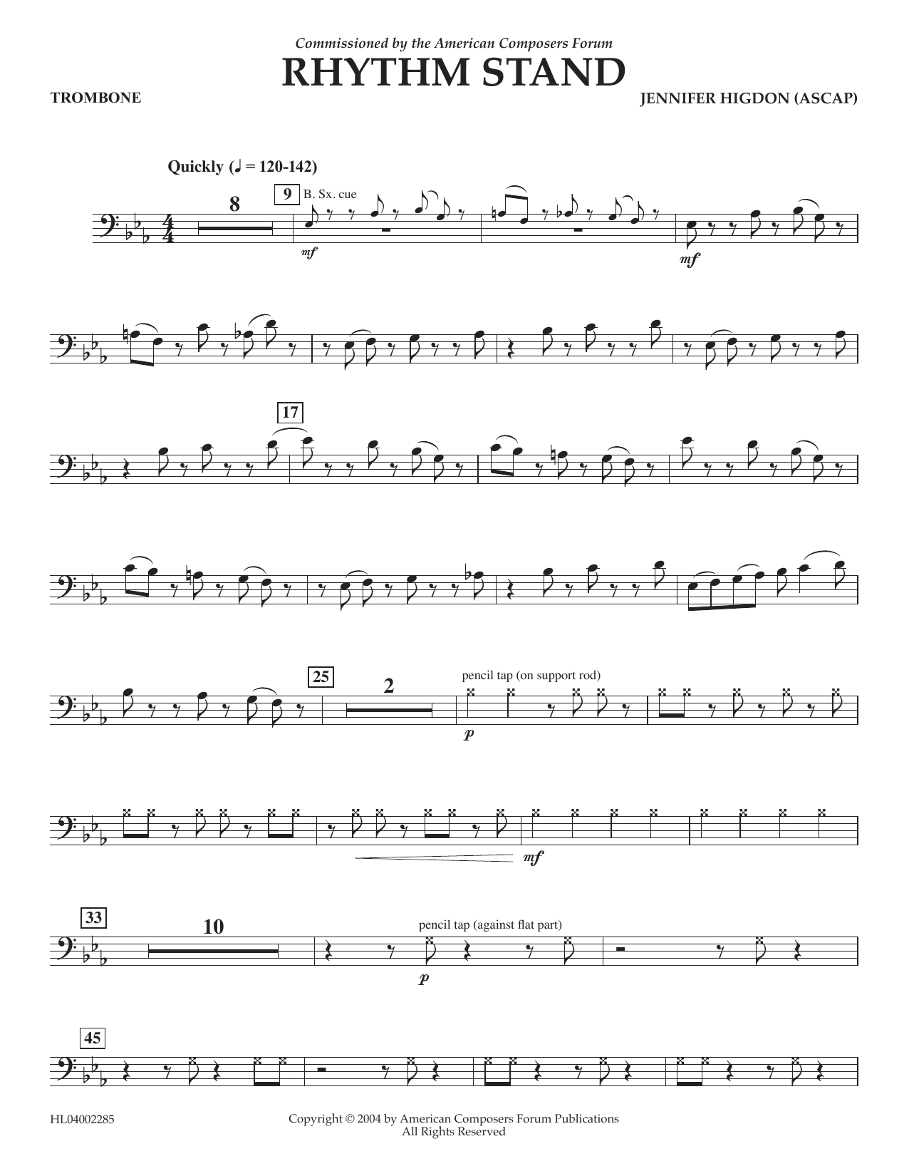 Download Jennifer Higdon Rhythm Stand - Trombone Sheet Music and learn how to play Concert Band PDF digital score in minutes