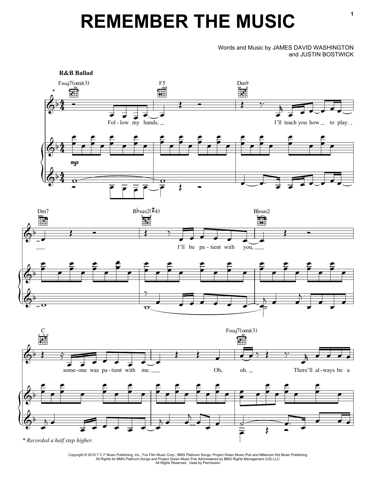 Download Jennifer Hudson Remember The Music Sheet Music and learn how to play Piano, Vocal & Guitar (Right-Hand Melody) PDF digital score in minutes