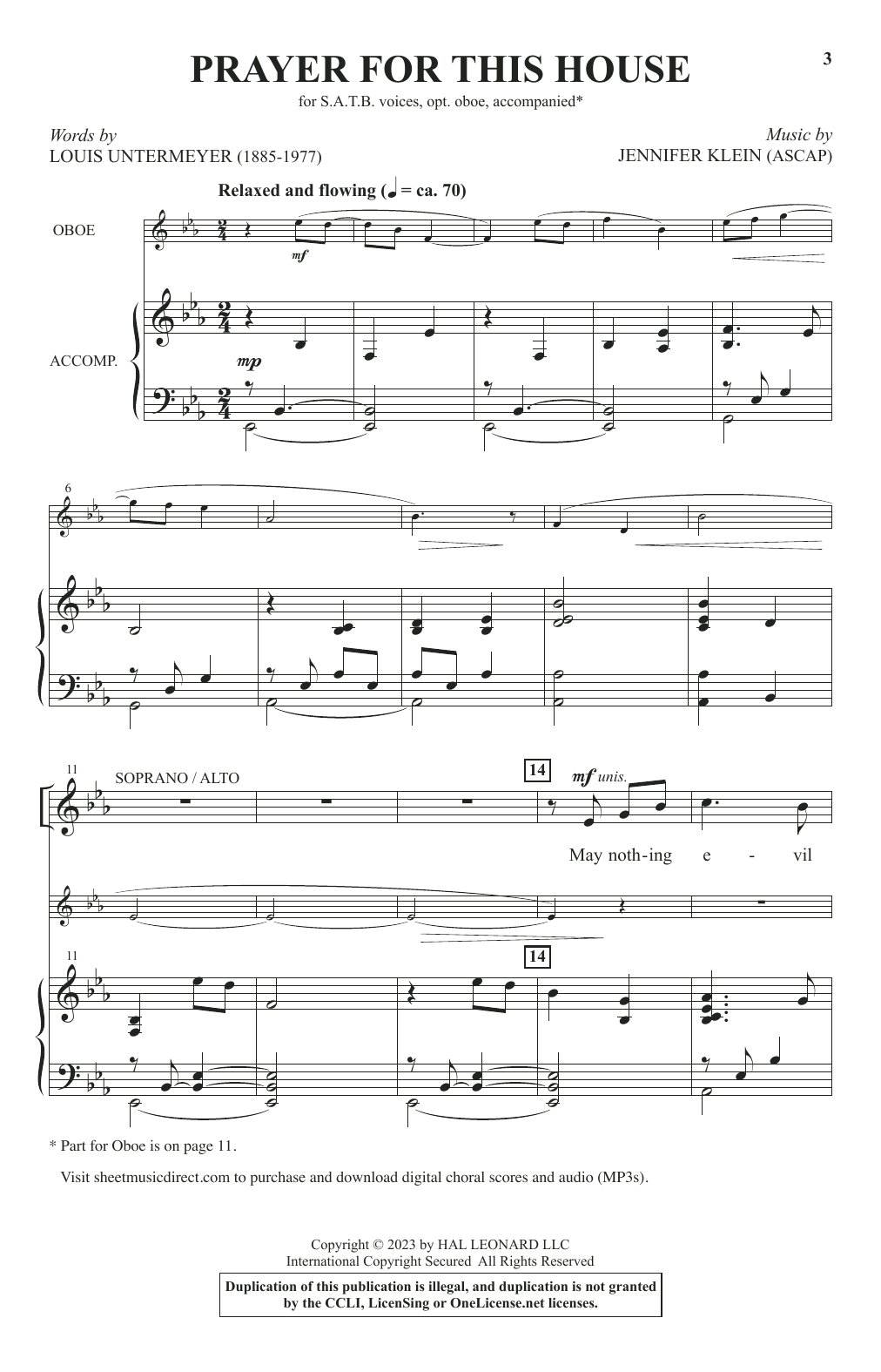 Download Jennifer Klein Prayer For This House Sheet Music and learn how to play SATB Choir PDF digital score in minutes
