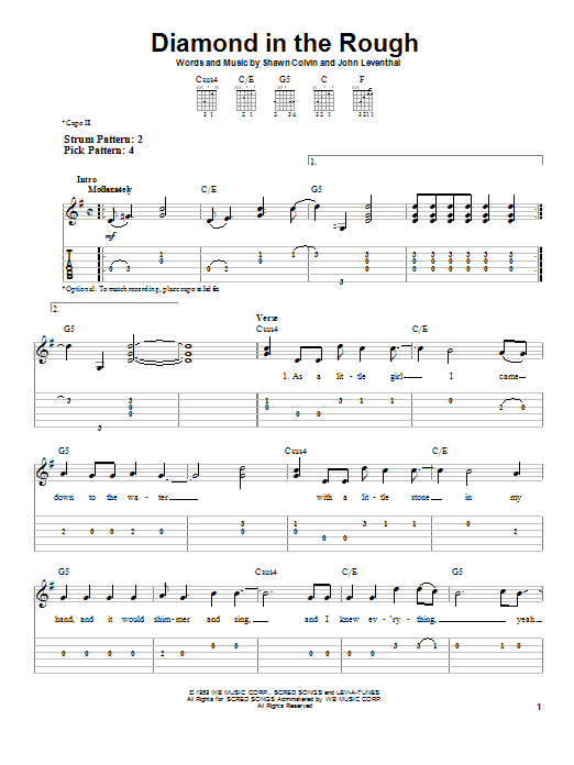 Download Jennifer Knapp Diamond In The Rough Sheet Music and learn how to play Easy Guitar Tab PDF digital score in minutes