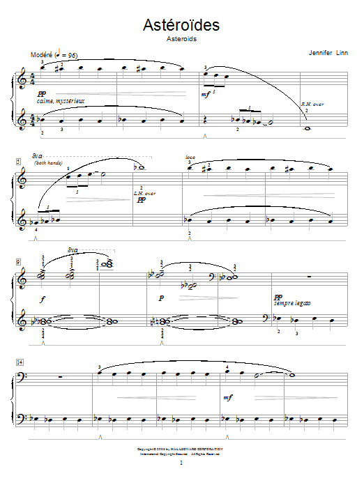 Download Jennifer Linn Asteroides (Asteroids) Sheet Music and learn how to play Easy Piano PDF digital score in minutes