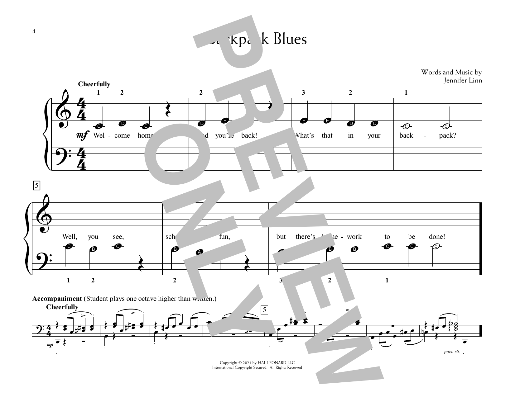 Download Jennifer Linn Backpack Blues Sheet Music and learn how to play Educational Piano PDF digital score in minutes