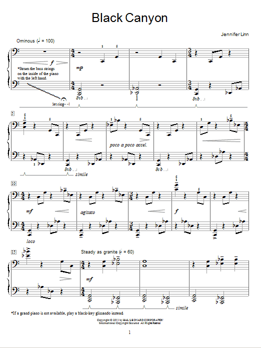 Download Jennifer Linn Black Canyon Sheet Music and learn how to play Easy Piano PDF digital score in minutes