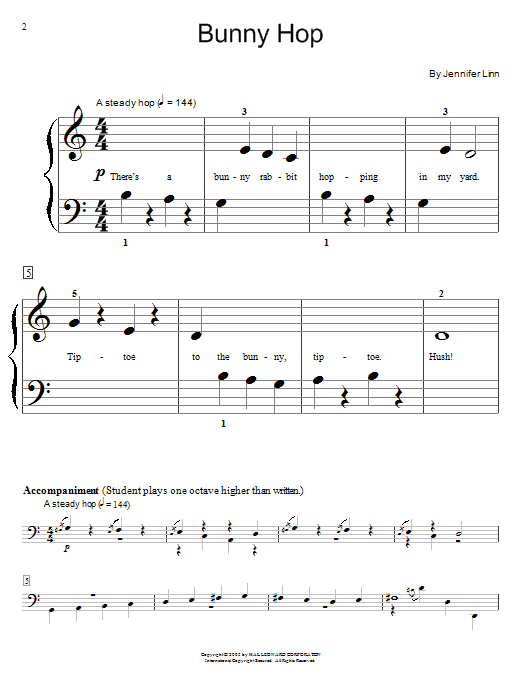 Download Jennifer Linn Bunny Hop Sheet Music and learn how to play Easy Piano PDF digital score in minutes