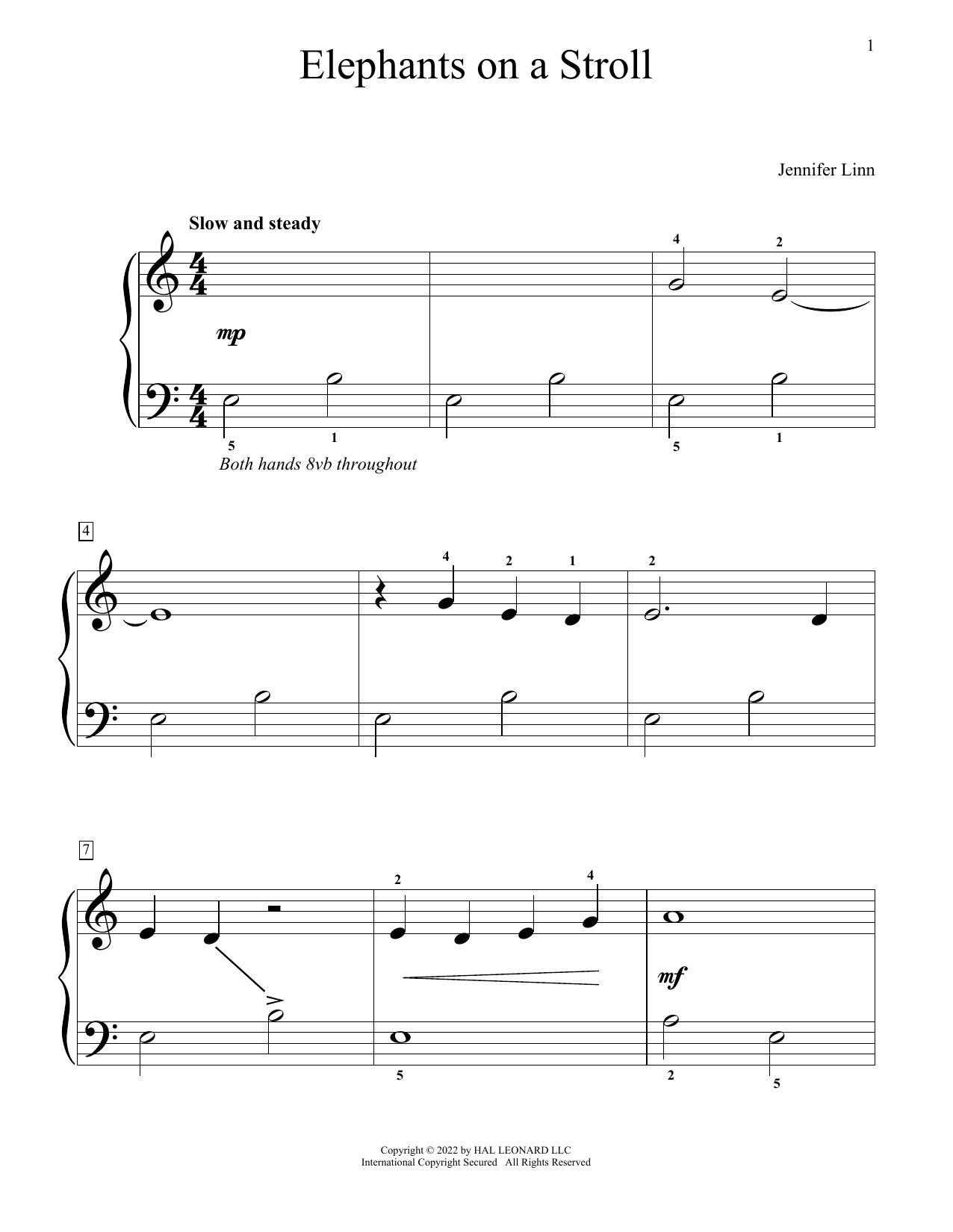 Download Jennifer Linn Elephants On A Stroll Sheet Music and learn how to play Educational Piano PDF digital score in minutes