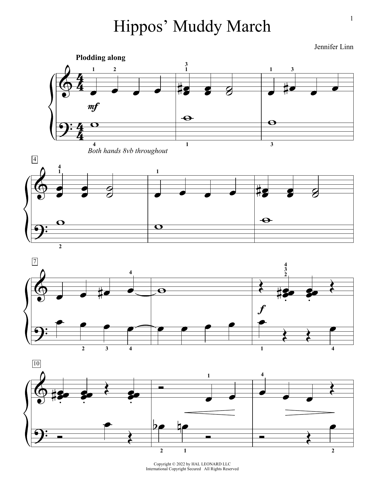 Download Jennifer Linn Hippos' Muddy March Sheet Music and learn how to play Educational Piano PDF digital score in minutes