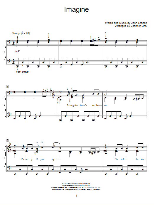 Download John Lennon Imagine Sheet Music and learn how to play Easy Piano PDF digital score in minutes