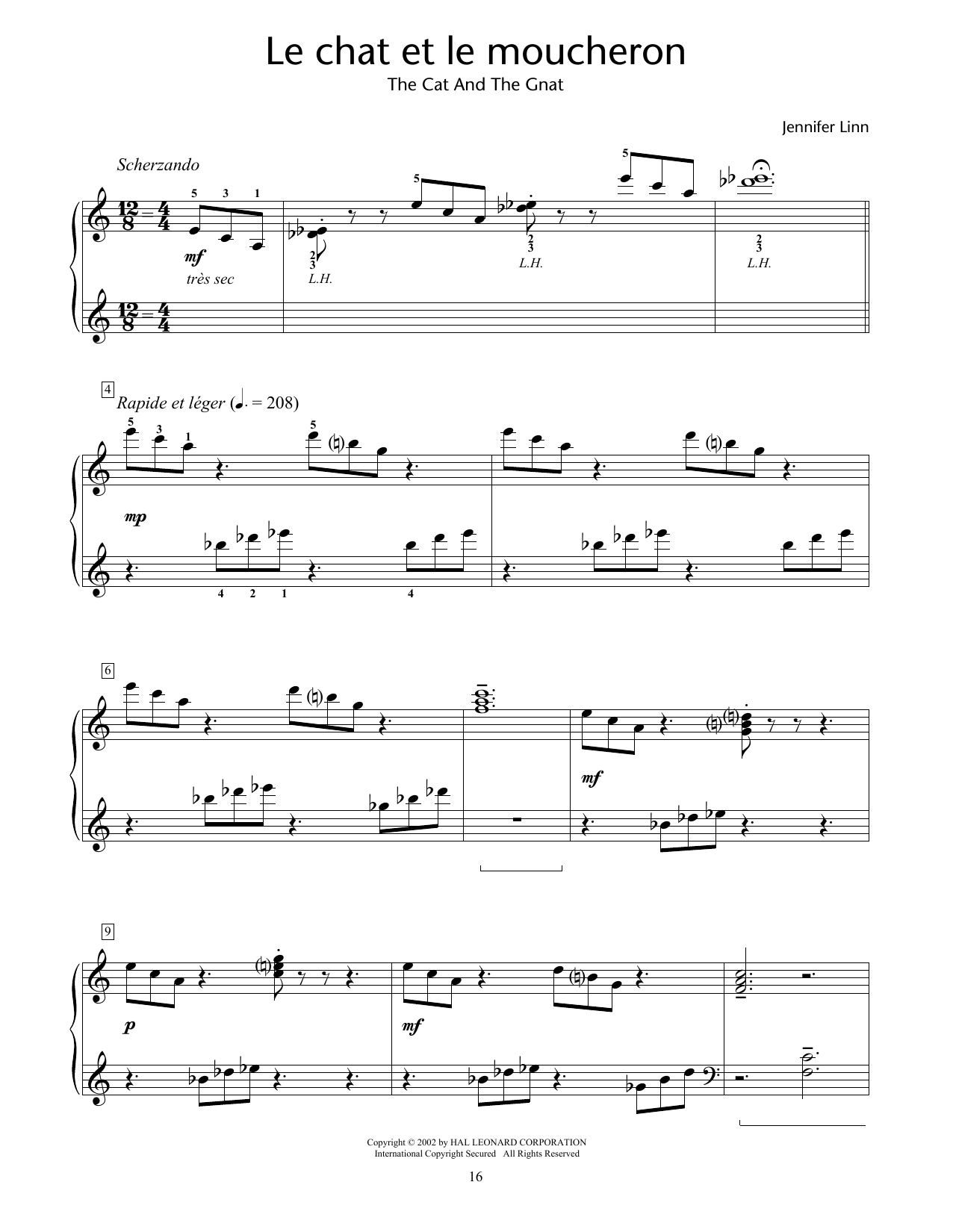 Download Jennifer Linn Le Chat Et Le Moucheron (The Cat And The Gnat) Sheet Music and learn how to play Easy Piano PDF digital score in minutes