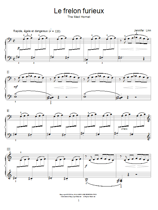 Download Jennifer Linn Le frelon furieux (The Mad Hornet) Sheet Music and learn how to play Easy Piano PDF digital score in minutes