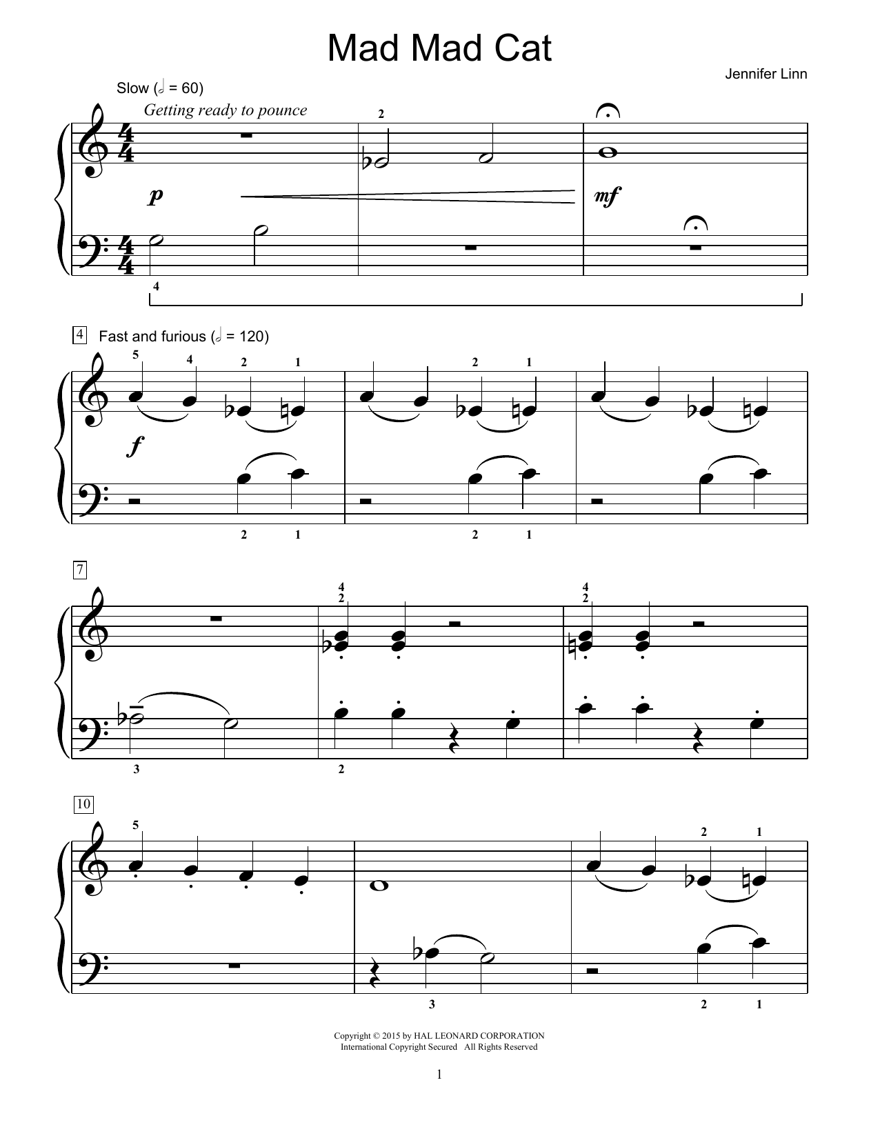 Download Jennifer Linn Mad Mad Cat Sheet Music and learn how to play Easy Piano PDF digital score in minutes