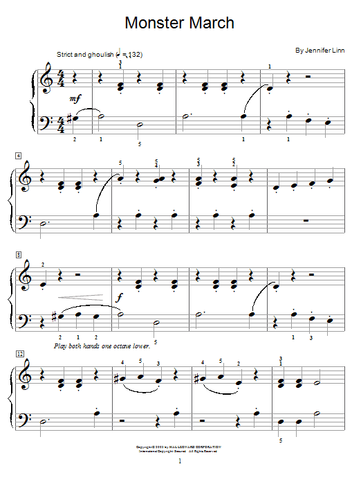 Download Jennifer Linn Monster March Sheet Music and learn how to play Easy Piano PDF digital score in minutes