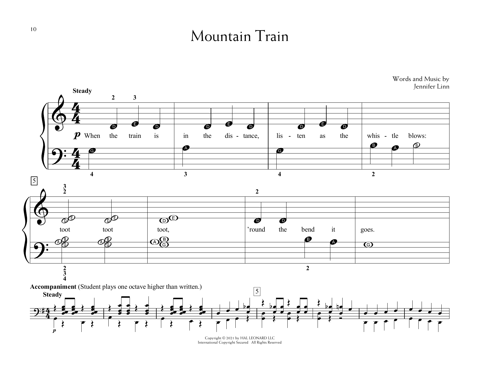 Download Jennifer Linn Mountain Train Sheet Music and learn how to play Educational Piano PDF digital score in minutes