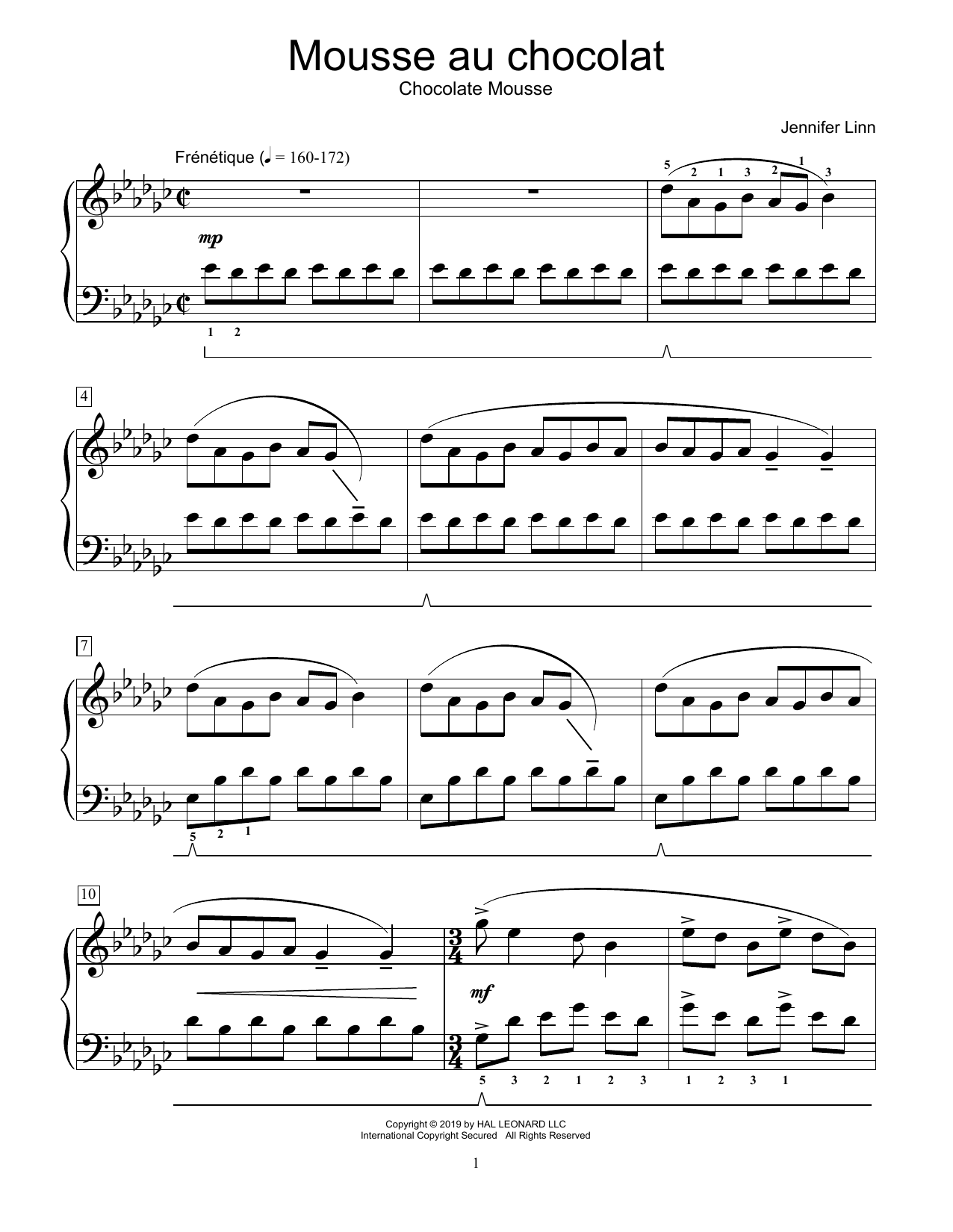 Download Jennifer Linn Mousse au chocolat Sheet Music and learn how to play Educational Piano PDF digital score in minutes