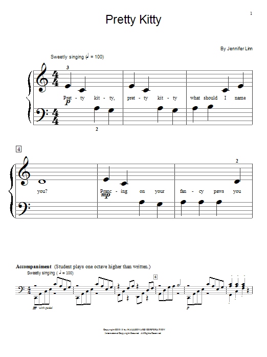 Download Jennifer Linn Pretty Kitty Sheet Music and learn how to play Easy Piano PDF digital score in minutes
